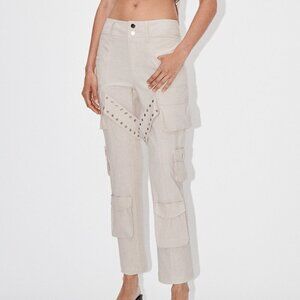 ZARA LINEN BLEND CARGO PANTS LIMITED EDITION